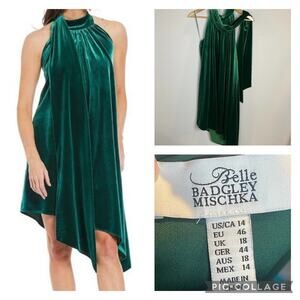 Belle Badgley Mischka Mock Neck Velvet Halle Dress Size 14 NWT